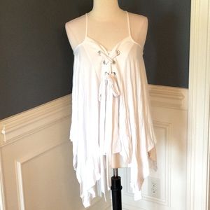 Va Va Joy Han White Top Flowy Tank Womens XS New